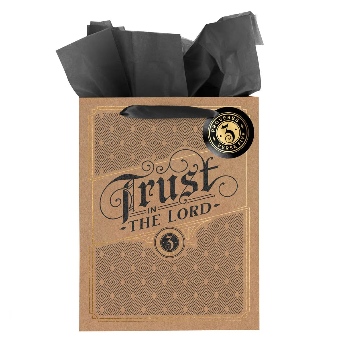 Trust in the Lord Cork-brown Large Portrait Gift Bag - Proverbs 3:5 - The Christian Gift Company