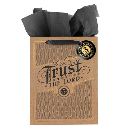 Trust in the Lord Cork-brown Large Portrait Gift Bag - Proverbs 3:5 - The Christian Gift Company