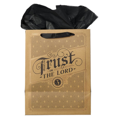 Trust in the Lord Cork-brown Large Portrait Gift Bag - Proverbs 3:5 - The Christian Gift Company