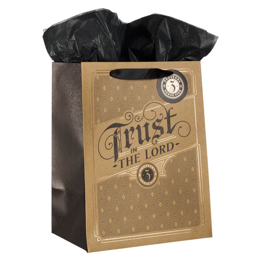 Trust in the Lord Cork-brown Large Portrait Gift Bag - Proverbs 3:5 - The Christian Gift Company