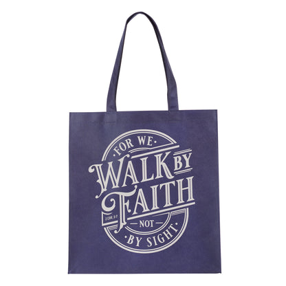 Walk By Faith Blue Reusable Non-woven Shopping Bag - 2 Corinthians 5:7