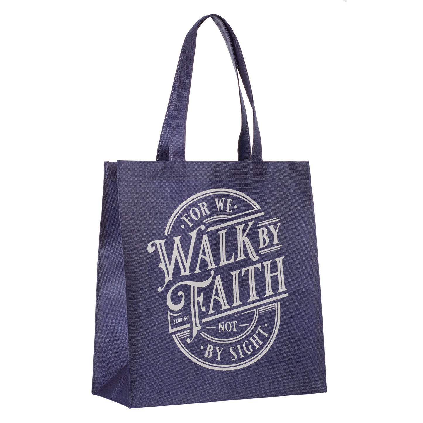 Walk By Faith Blue Reusable Non-woven Shopping Bag - 2 Corinthians 5:7