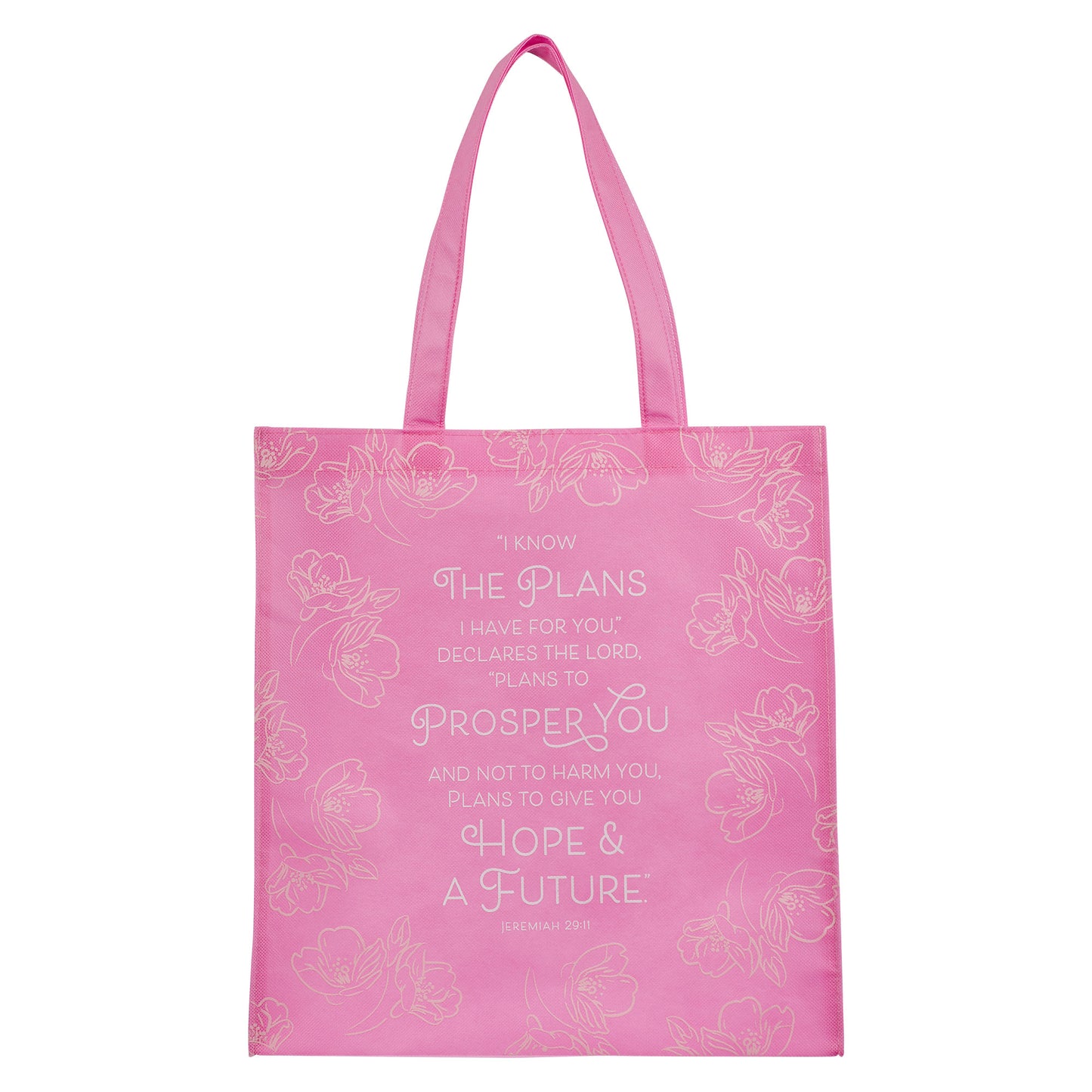 I Know the Plans Pink Reusable Non-woven Shopping Tote Bag - Jeremiah 29:11