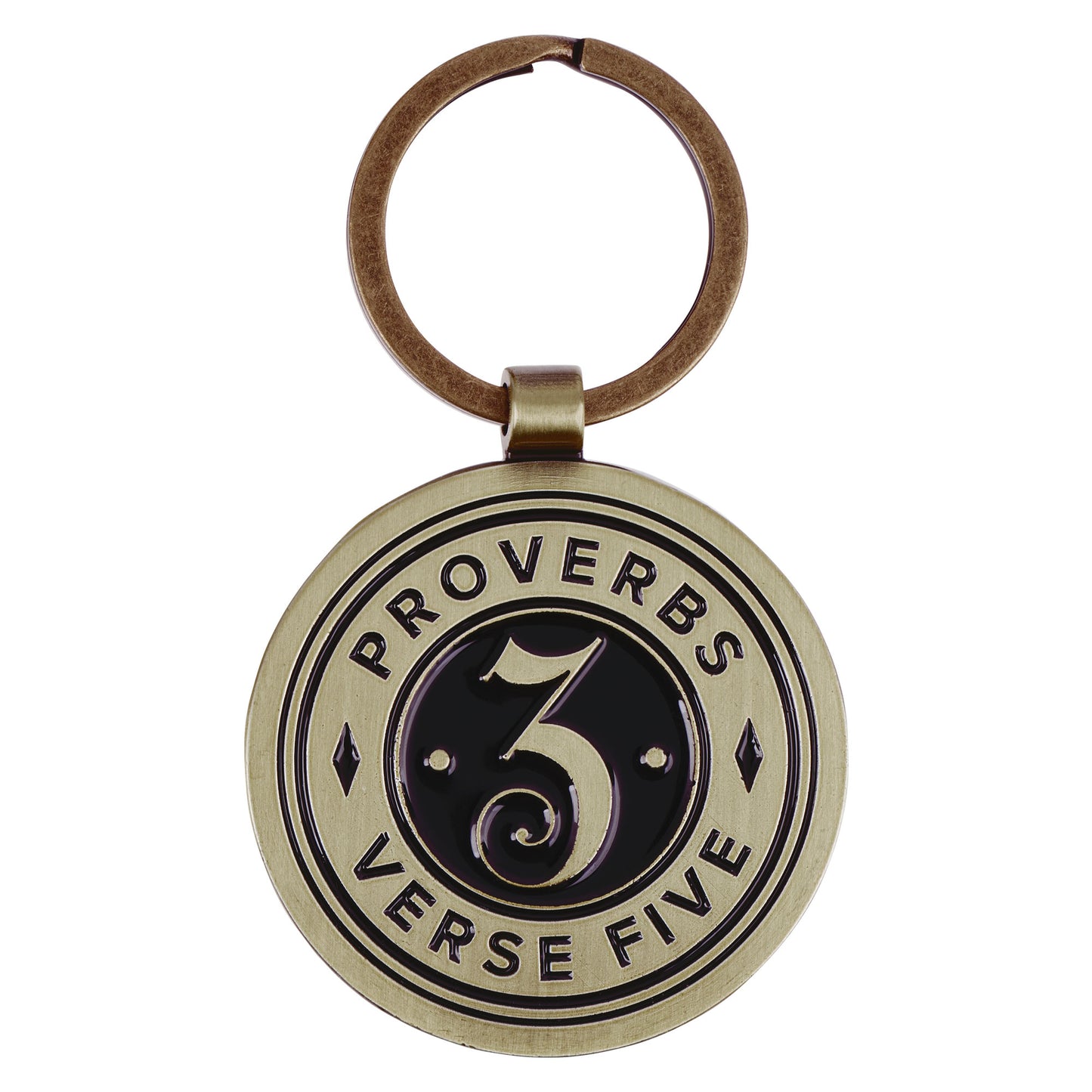 Proverbs 3:5 Brass Metal Keyring