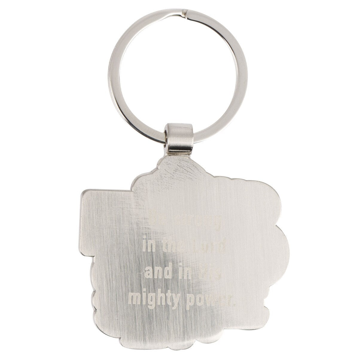 Be Strong in the Lord Silver Metal Keyring - Ephesians 6:10 - The Christian Gift Company