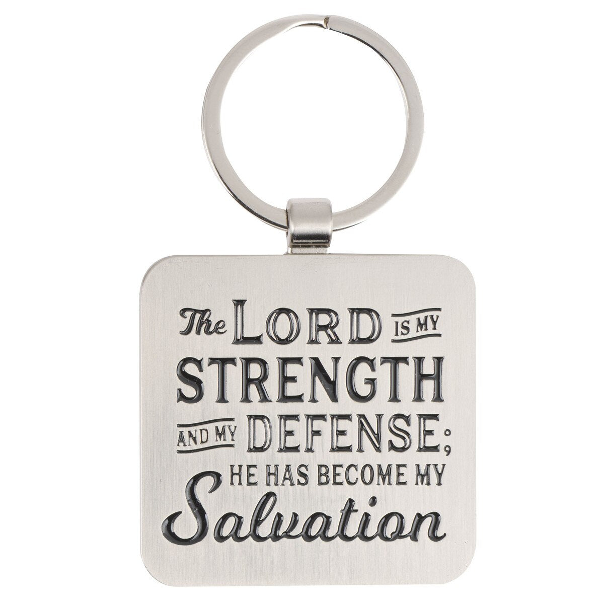 Strength and Defense Lion Silver Metal Keyring - Exodus 15:2 - The Christian Gift Company