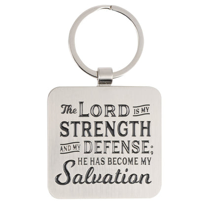 Strength and Defense Lion Silver Metal Keyring - Exodus 15:2 - The Christian Gift Company