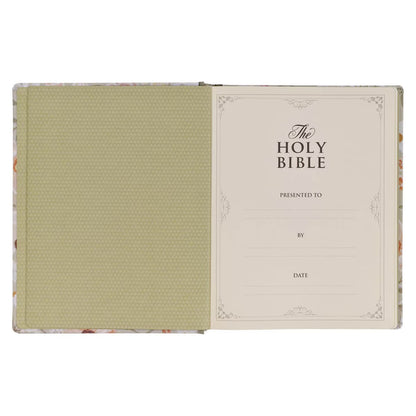 Sage Green Hardcover Large Print King James Version Note-taking Bible - Luke 22:42 - The Christian Gift Company