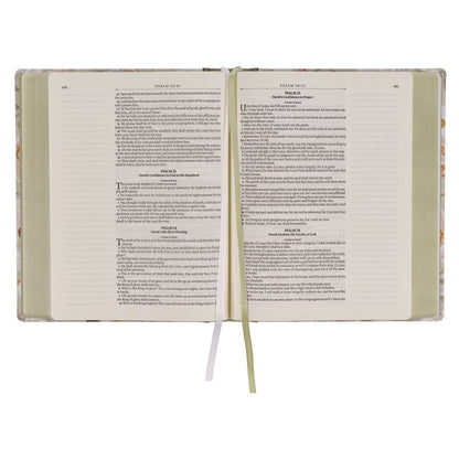Sage Green Hardcover Large Print King James Version Note-taking Bible - Luke 22:42 - The Christian Gift Company