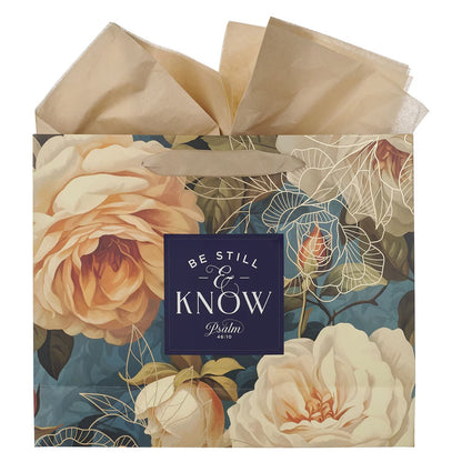 Be Still and Know Serene Roses Large Landscape Gift Bag - Psalm 46:10