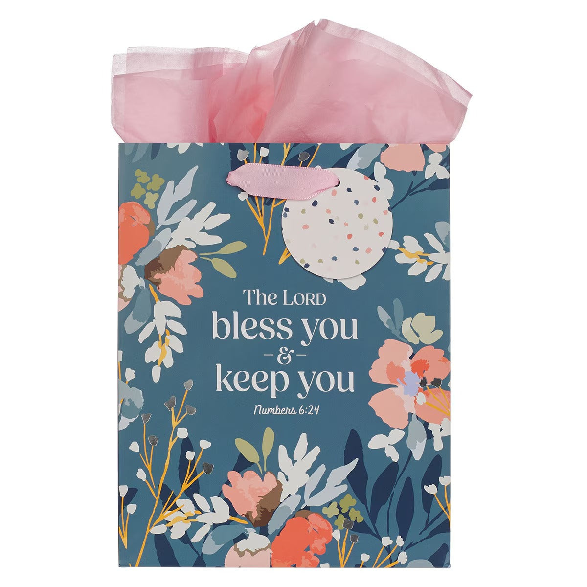 The Lord Bless You Teal Medium Gift Bag - Numbers 6:24 - The Christian Gift Company