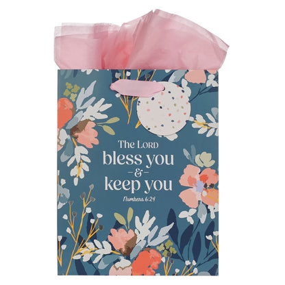 The Lord Bless You Teal Medium Gift Bag - Numbers 6:24 - The Christian Gift Company