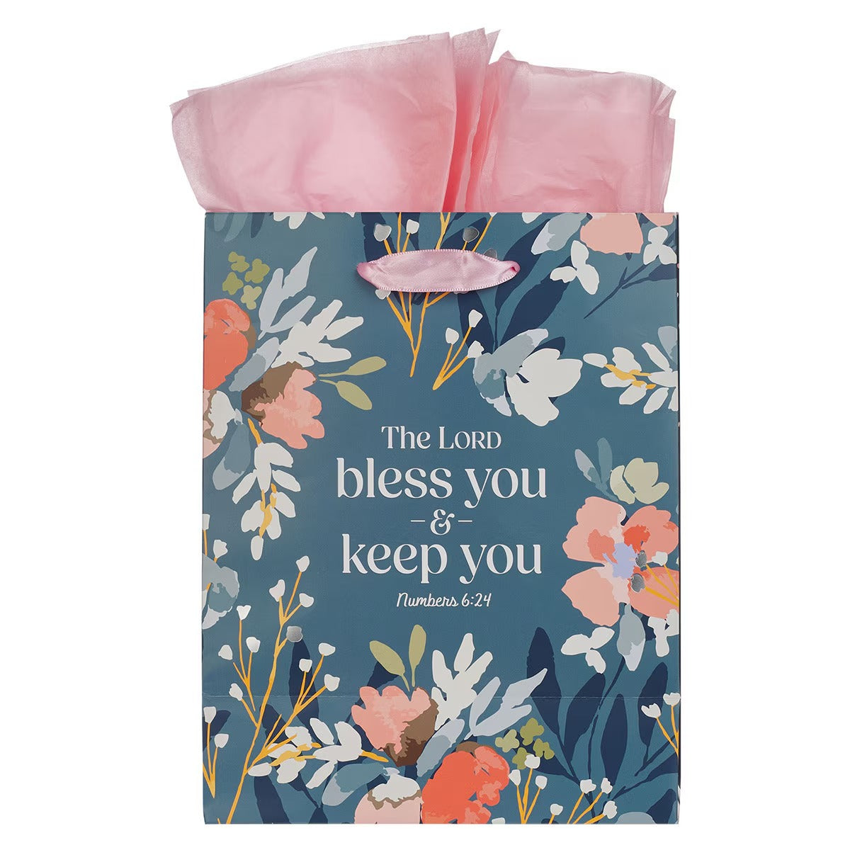 The Lord Bless You Teal Medium Gift Bag - Numbers 6:24 - The Christian Gift Company