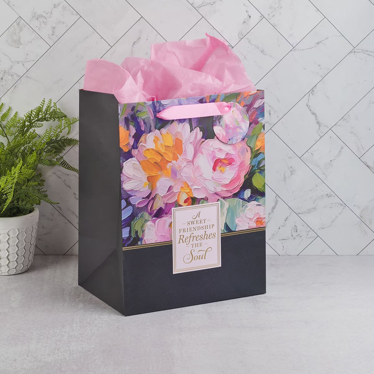 Sweet Friendship Watercolour Garden Large Portrait Gift Bag - The Christian Gift Company