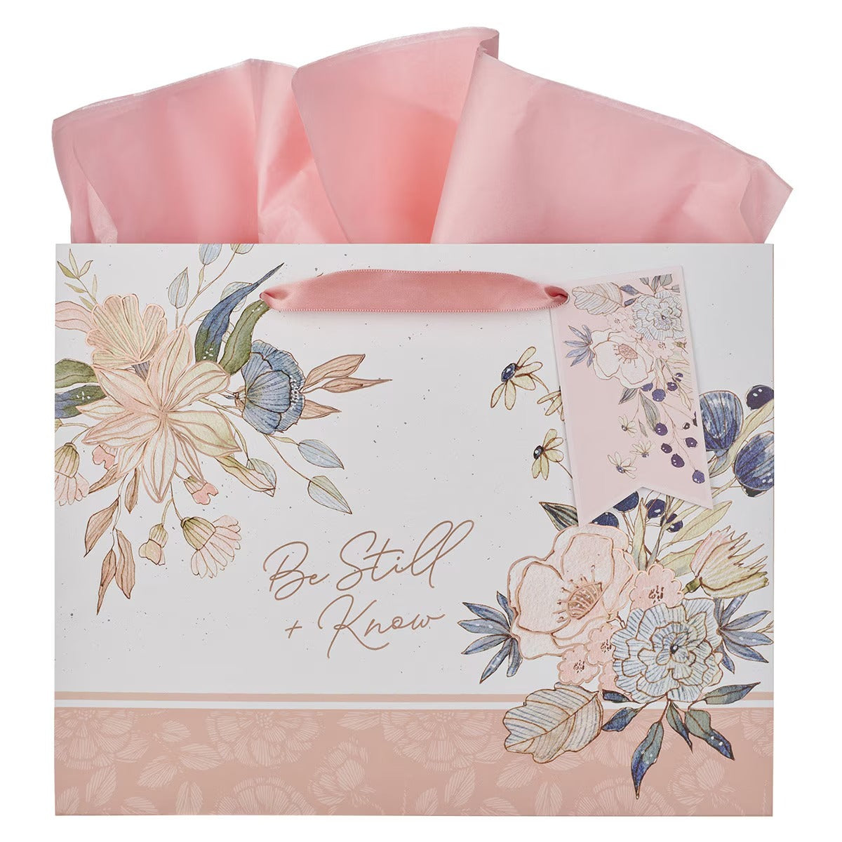 Be Still and Know Peach Blossom Large Landscape Gift Bag - Psalm 46:10