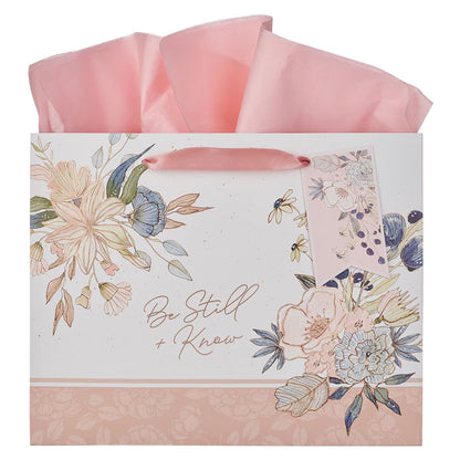 Be Still and Know Peach Blossom Large Landscape Gift Bag - Psalm 46:10