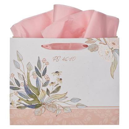 Be Still and Know Peach Blossom Large Landscape Gift Bag - Psalm 46:10