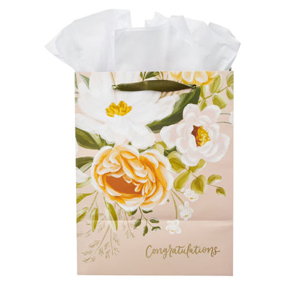 Sophia Peach Floral Large Portrait Gift Bag - The Christian Gift Company