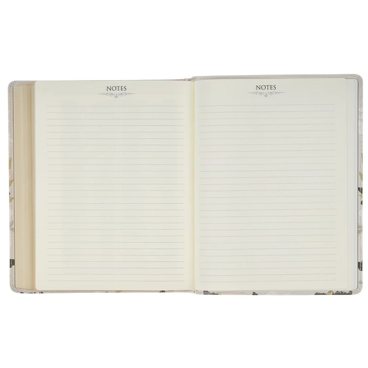 Cream Floral Faux Leather KJV Note-taking Bible - Psalm 91:4 - The Christian Gift Company