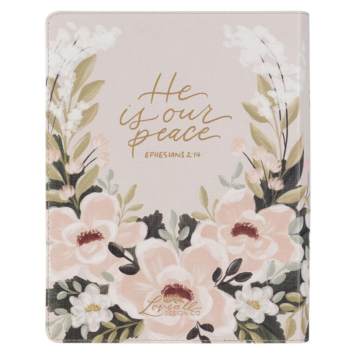 Cream Floral Faux Leather KJV Note-taking Bible - Psalm 91:4 - The Christian Gift Company