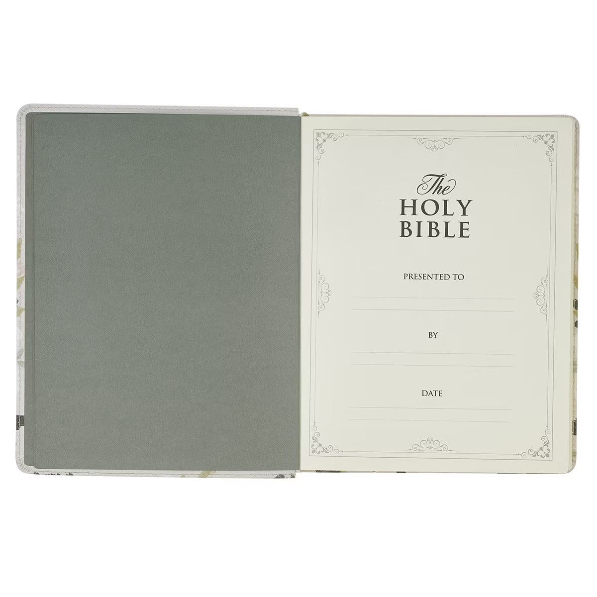 Cream Floral Faux Leather KJV Note-taking Bible - Psalm 91:4 - The Christian Gift Company