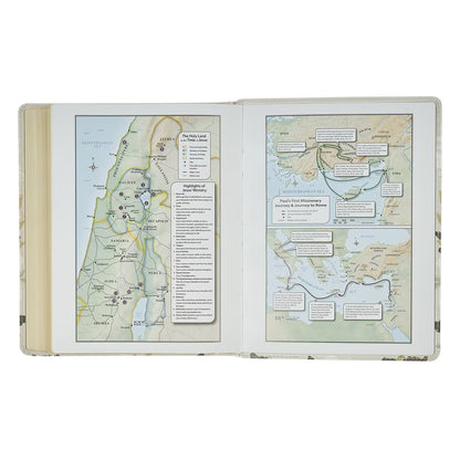 Cream Floral Faux Leather KJV Note-taking Bible - Psalm 91:4 - The Christian Gift Company