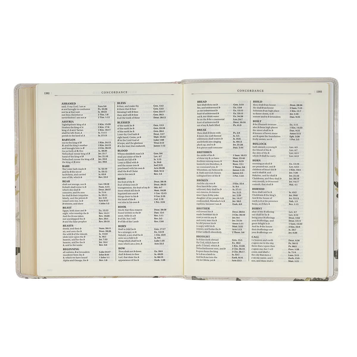 Cream Floral Faux Leather KJV Note-taking Bible - Psalm 91:4 - The Christian Gift Company