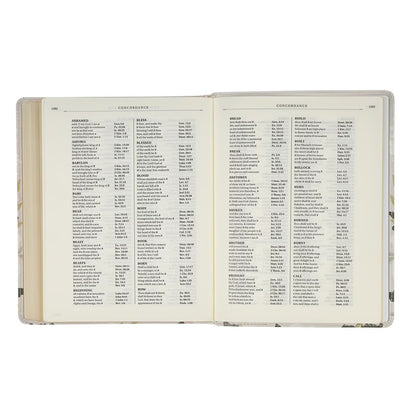 Cream Floral Faux Leather KJV Note-taking Bible - Psalm 91:4 - The Christian Gift Company