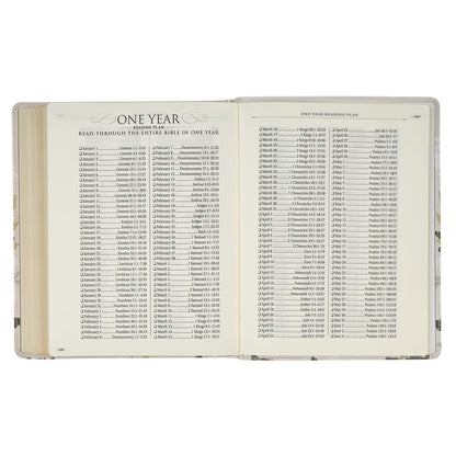 Cream Floral Faux Leather KJV Note-taking Bible - Psalm 91:4 - The Christian Gift Company