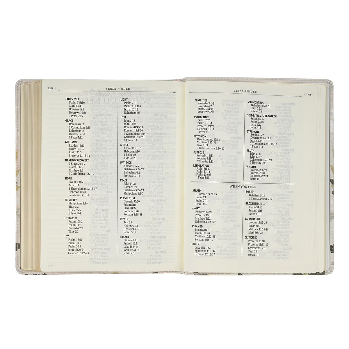 Cream Floral Faux Leather KJV Note-taking Bible - Psalm 91:4 - The Christian Gift Company