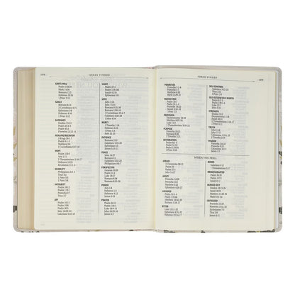 Cream Floral Faux Leather KJV Note-taking Bible - Psalm 91:4 - The Christian Gift Company