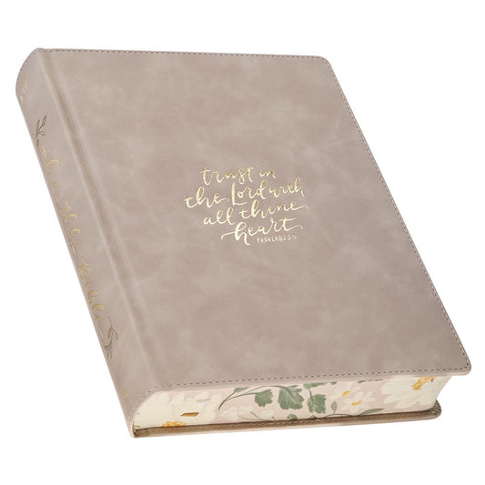Trust Taupe Faux Leather Large Print King James Version Note-taking Bible - Proverbs 3:5 - The Christian Gift Company