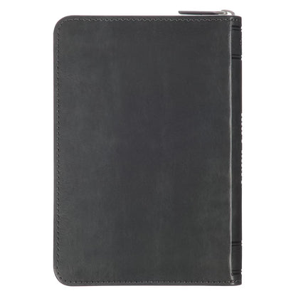 Grey Lion Faux Leather King James Version Pocket Bible with Zipper Closure - The Christian Gift Company