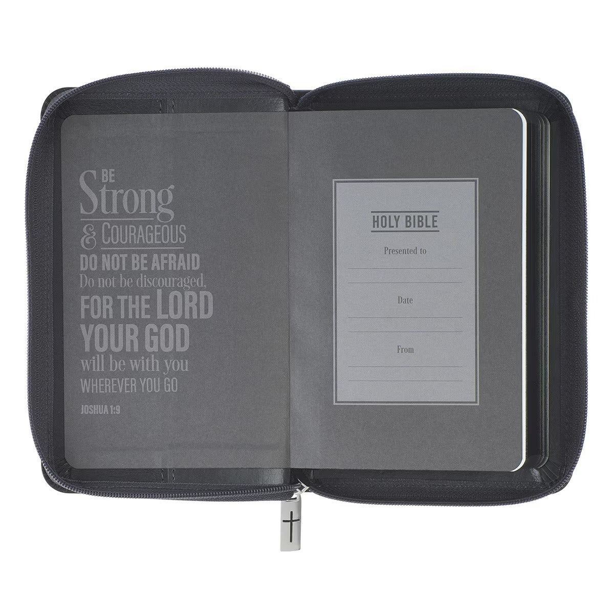 Grey Lion Faux Leather King James Version Pocket Bible with Zipper Closure - The Christian Gift Company