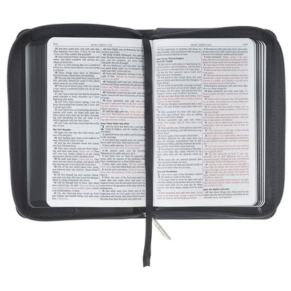 Grey Lion Faux Leather King James Version Pocket Bible with Zipper Closure - The Christian Gift Company