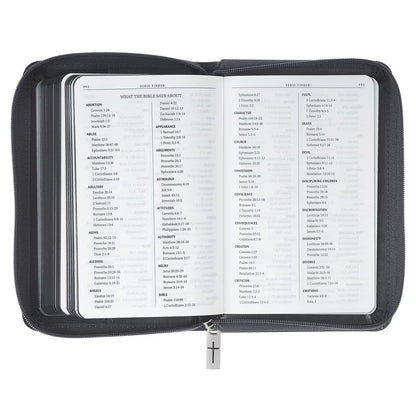 Grey Lion Faux Leather King James Version Pocket Bible with Zipper Closure - The Christian Gift Company