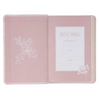 Blush Rose Faux Leather Floral King James Version Pocket Bible - The Christian Gift Company