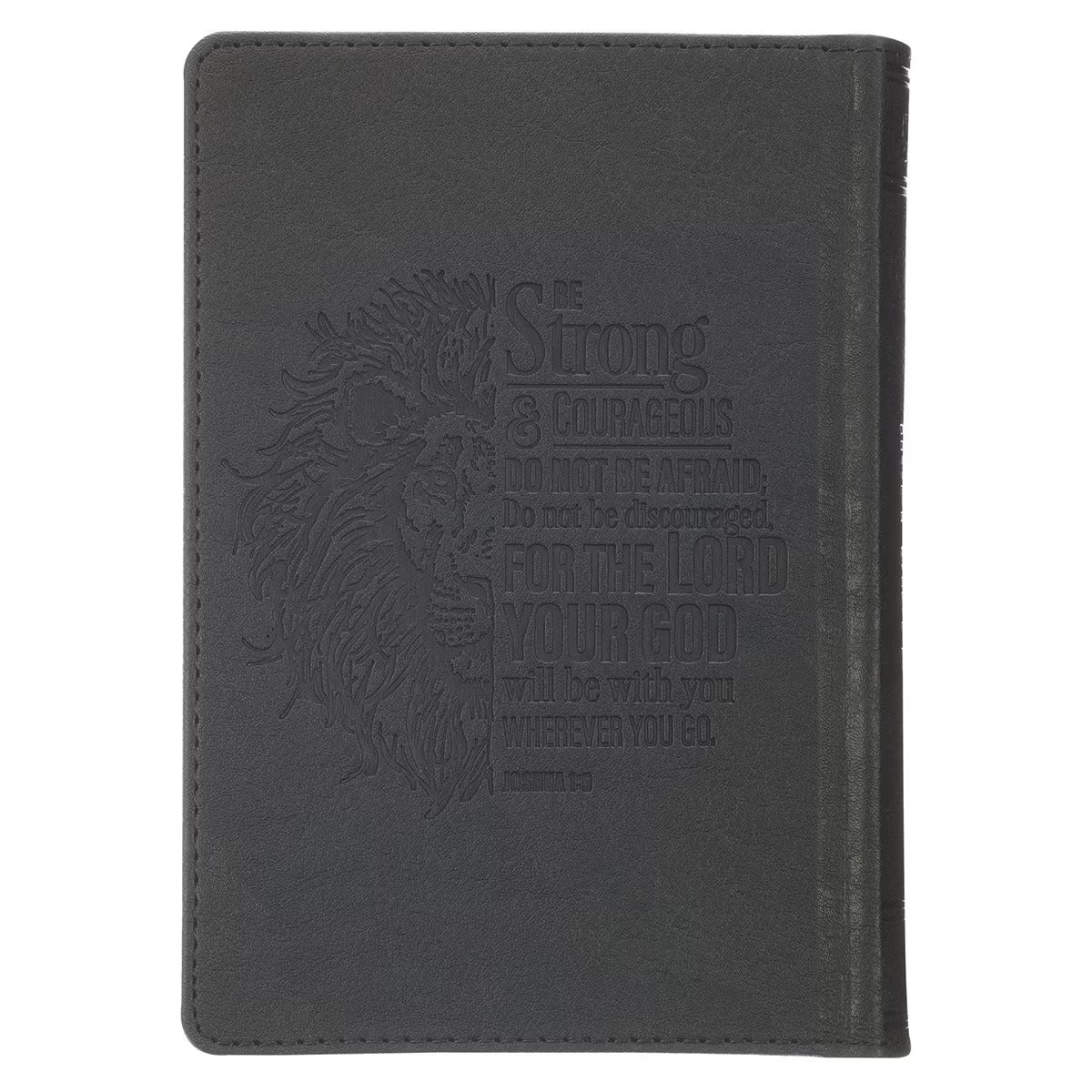 Black and Grey Lion Faux Leather Hardcover Compact King James Version Bible - The Christian Gift Company
