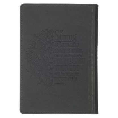 Black and Grey Lion Faux Leather Hardcover Compact King James Version Bible - The Christian Gift Company