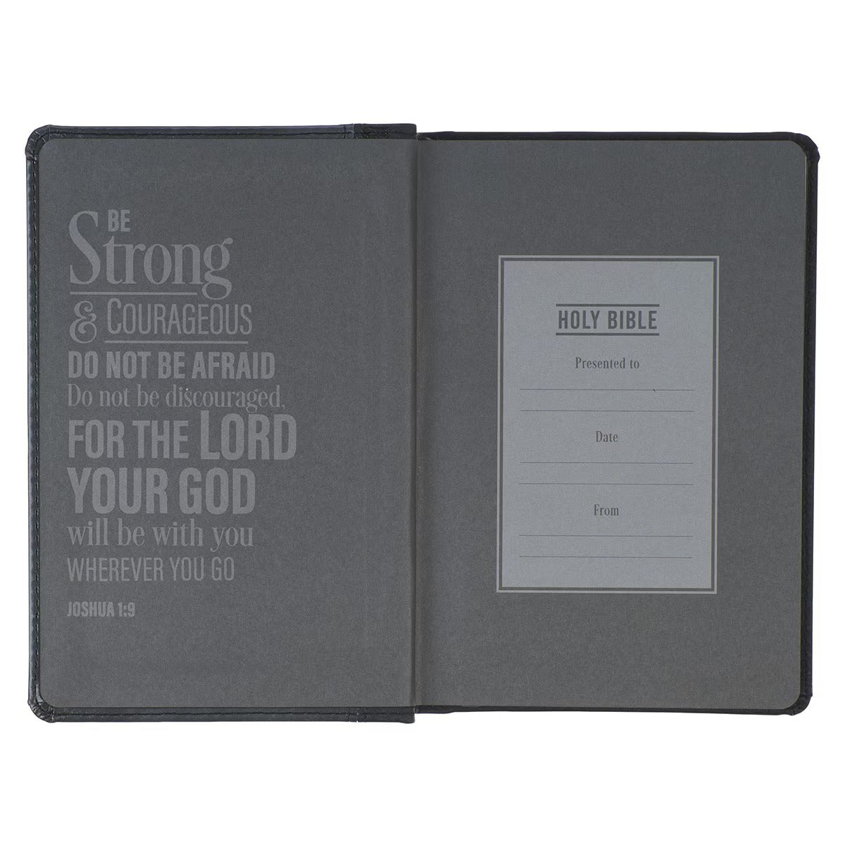 Black and Grey Lion Faux Leather Hardcover Compact King James Version Bible - The Christian Gift Company