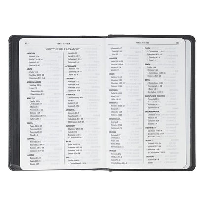 Black and Grey Lion Faux Leather Hardcover Compact King James Version Bible - The Christian Gift Company
