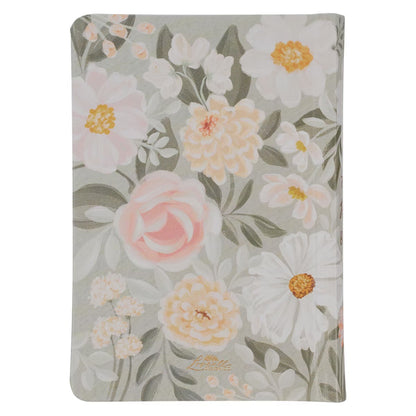 Lichen Grey Floral Faux Leather Hardcover King James Version Bible - Psalm 23:3 - The Christian Gift Company