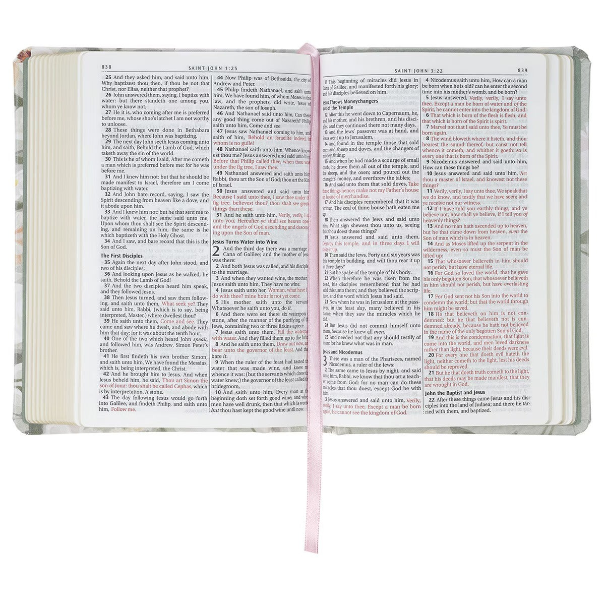 Lichen Grey Floral Faux Leather Hardcover King James Version Bible - Psalm 23:3 - The Christian Gift Company