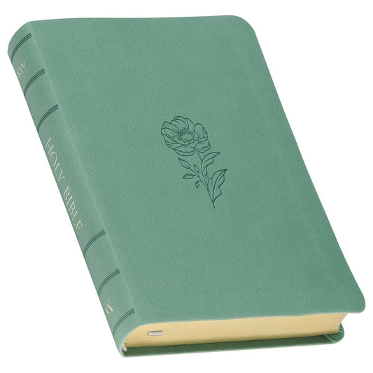 Teal Bloom Faux Leather Compact King James Version Bible - The Christian Gift Company
