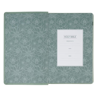 Teal Bloom Faux Leather Compact King James Version Bible - The Christian Gift Company