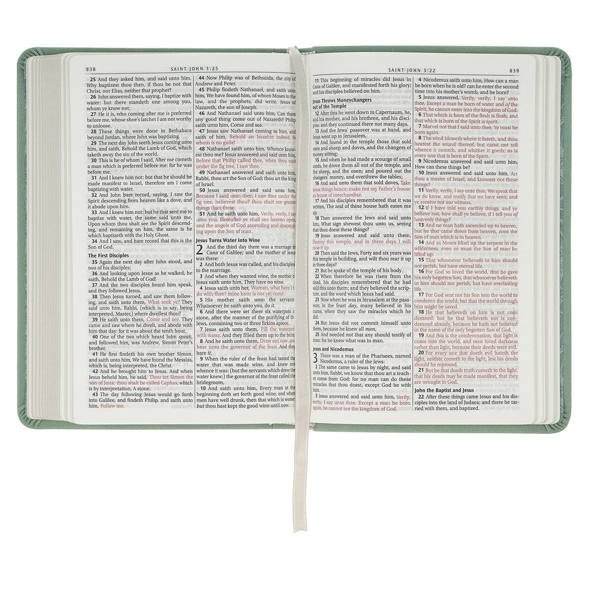 Teal Bloom Faux Leather Compact King James Version Bible - The Christian Gift Company