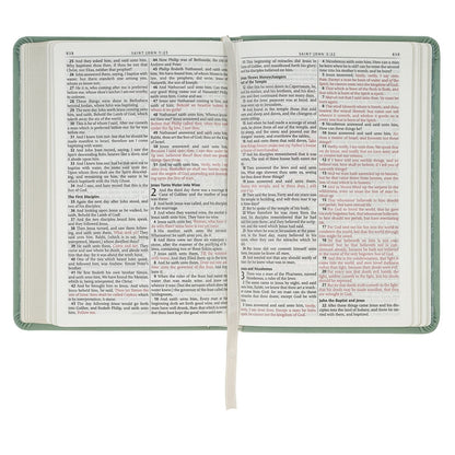 Teal Bloom Faux Leather Compact King James Version Bible - The Christian Gift Company
