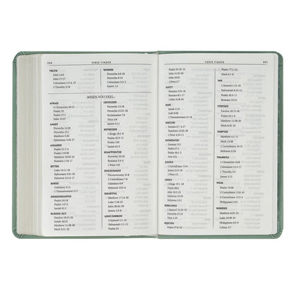 Teal Bloom Faux Leather Compact King James Version Bible - The Christian Gift Company