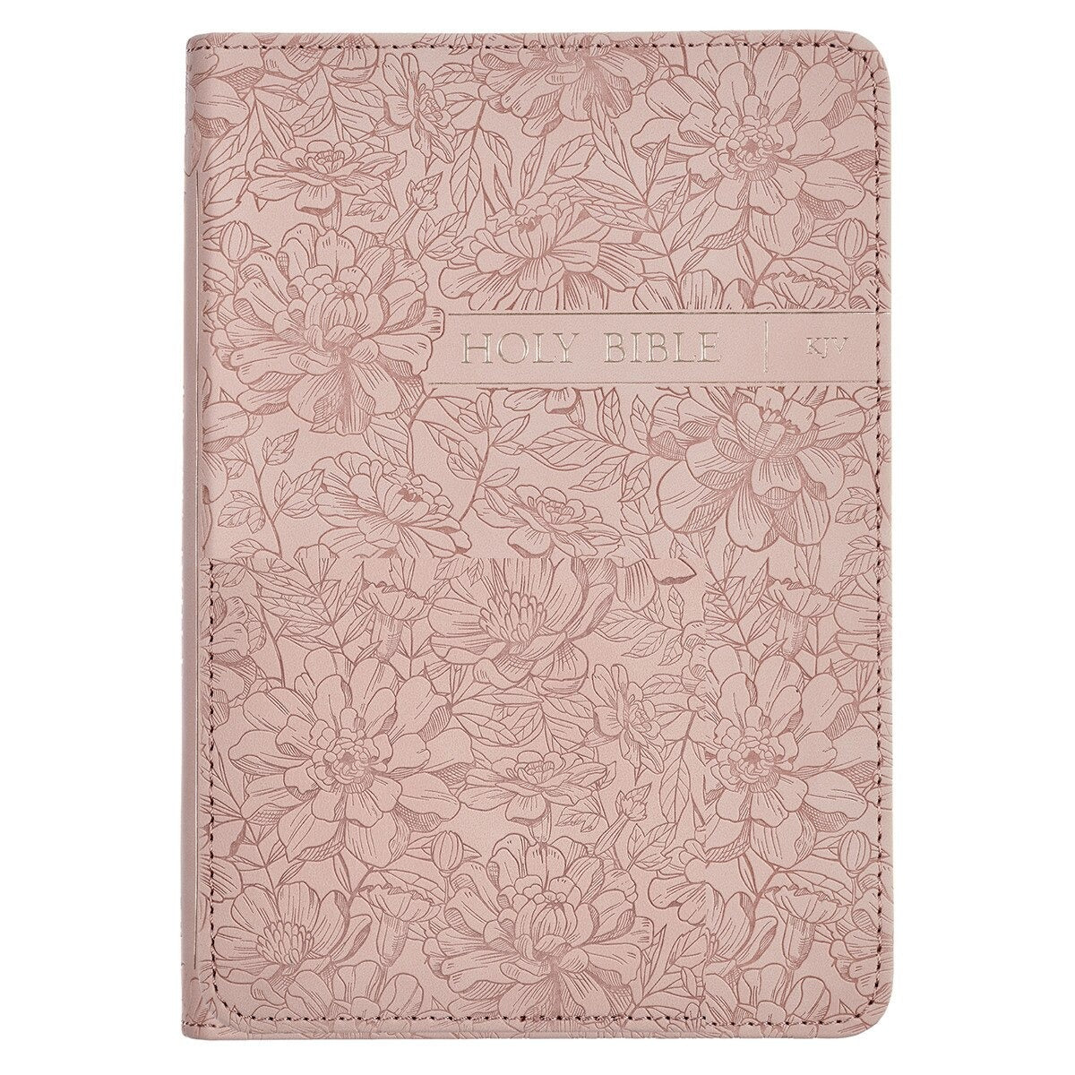 Blush Pink Floral Faux Leather Compact King James Version Bible - The Christian Gift Company