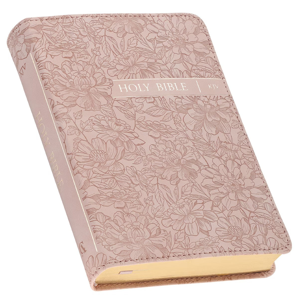 Blush Pink Floral Faux Leather Compact King James Version Bible - The Christian Gift Company